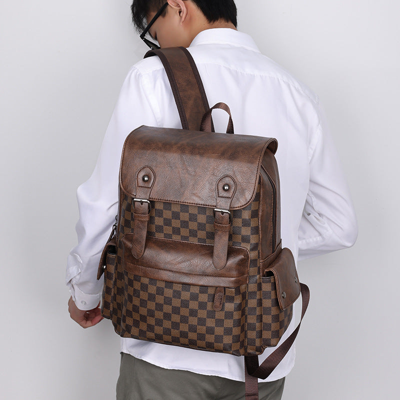 Large Capacity Travel Leisure Plaid Backpack