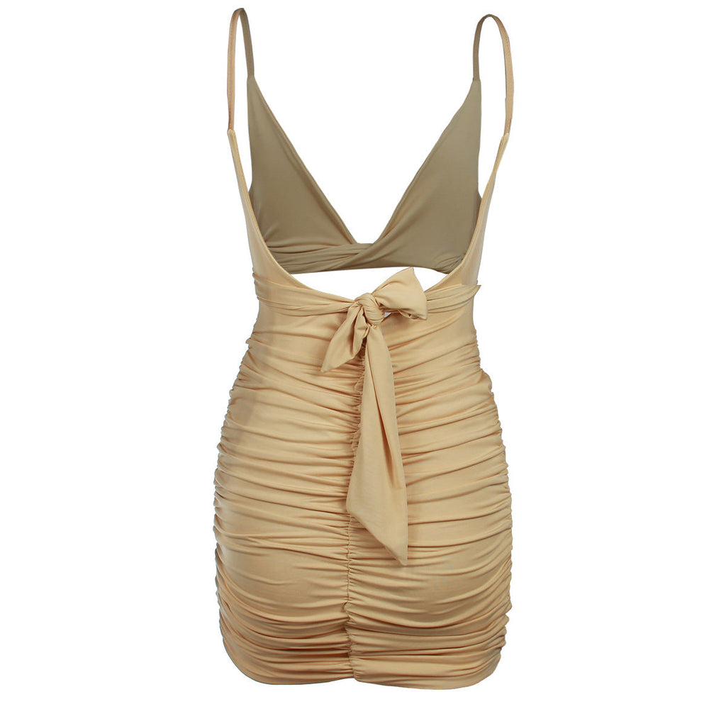 Women Clothing Sexy Sling Strap Backless Hollow Out Cutout Dress