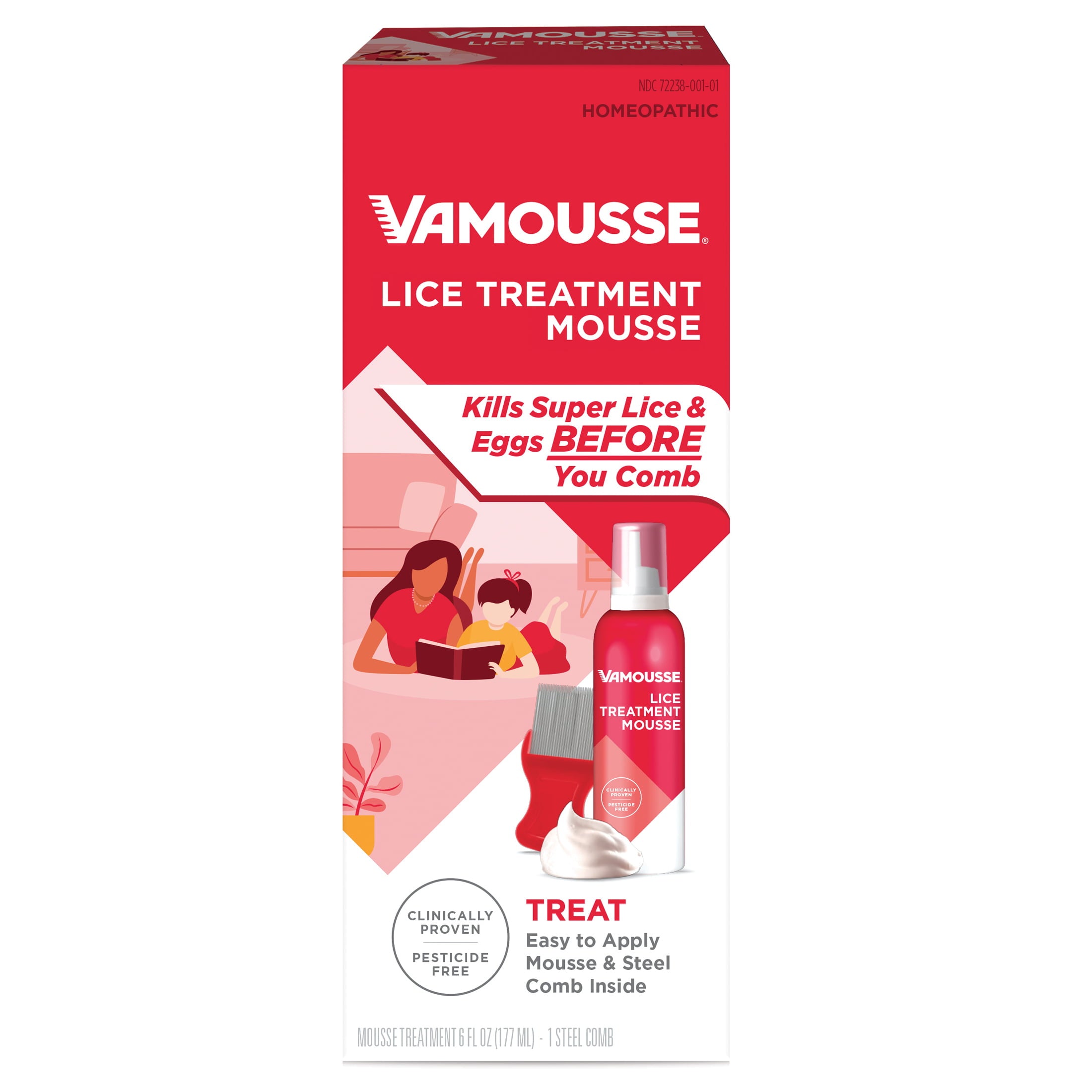 Vamousse Head Lice Treatment, Easy Mousse Application - 6 Oz
