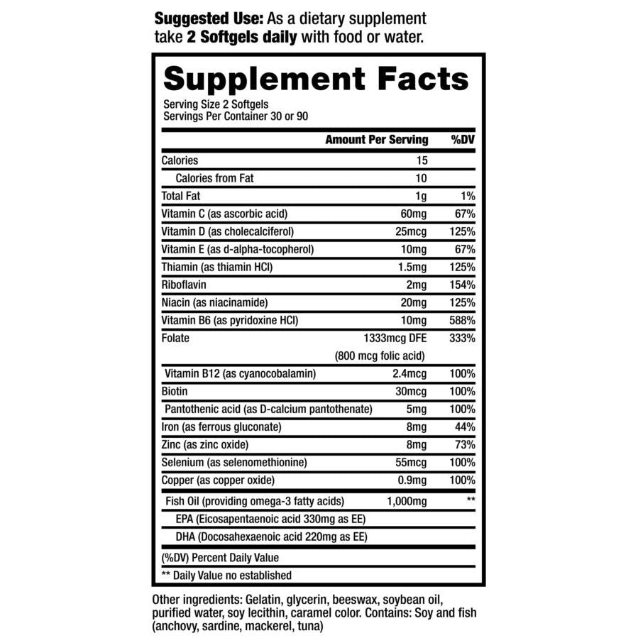 Nephroceuticals ProRenal+D With Omega-3 Fish Oil Kidney Multivitamin 90-Day Supply