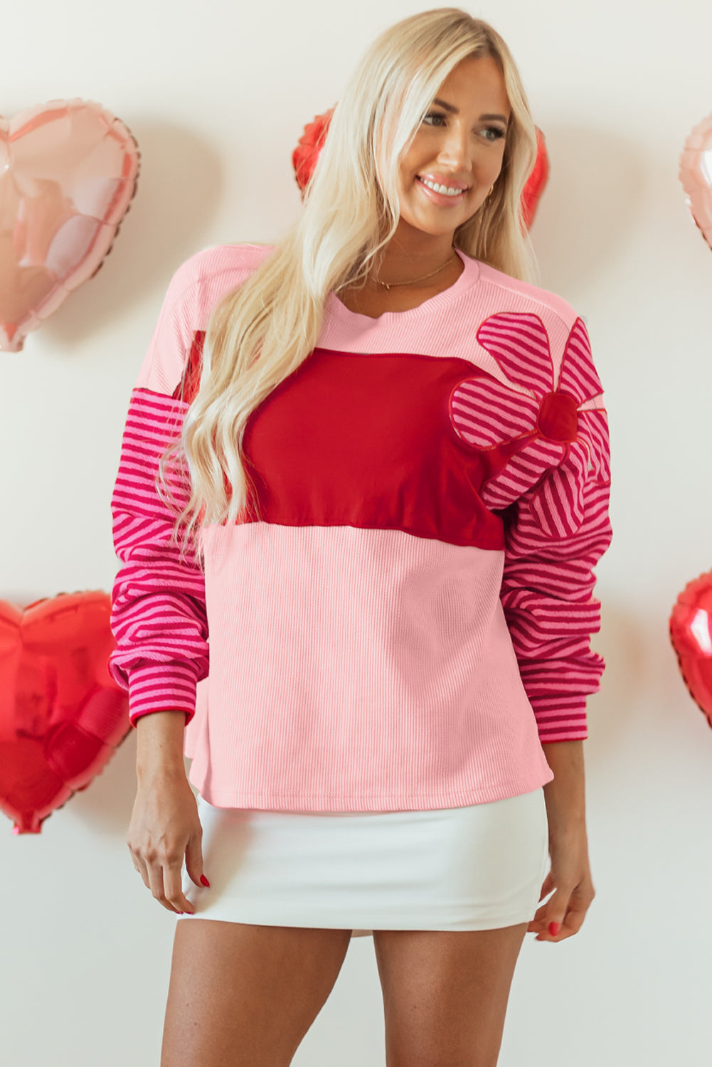 Emi Striped Sleeve Textured Top