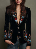 Long Sleeve Solid Color Stitching Lace Pleuche Coat