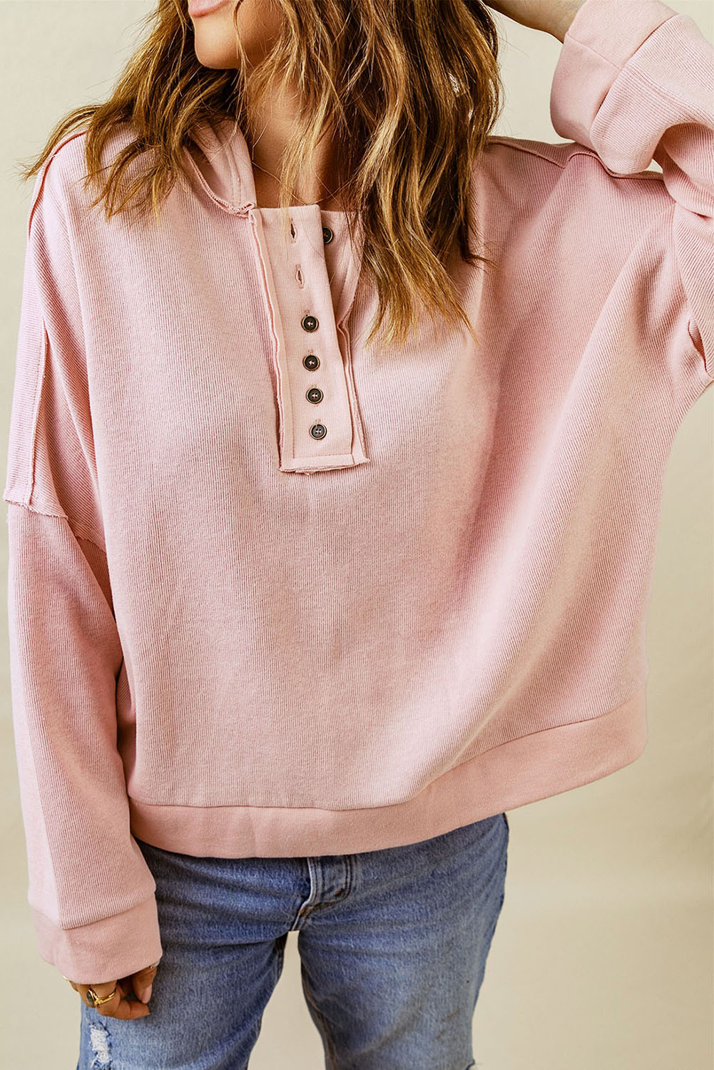 Ellanaya Solid Patchwork Trim Hoodie