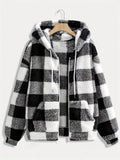Fashionable Casual Zip-up Plush Hoodie With Long Sleeves