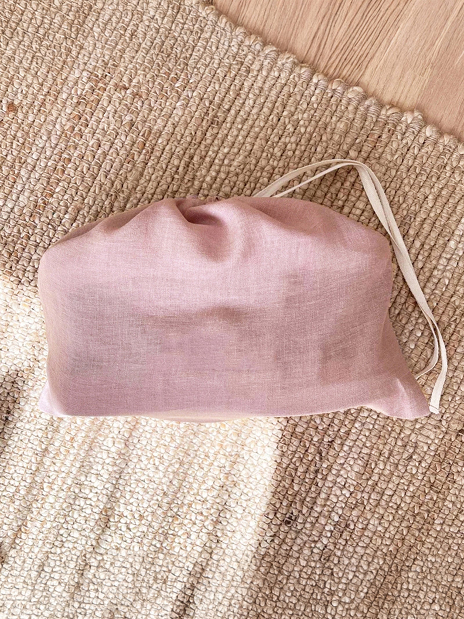 100% Linen Solid-Color Drawstring Storage Bag