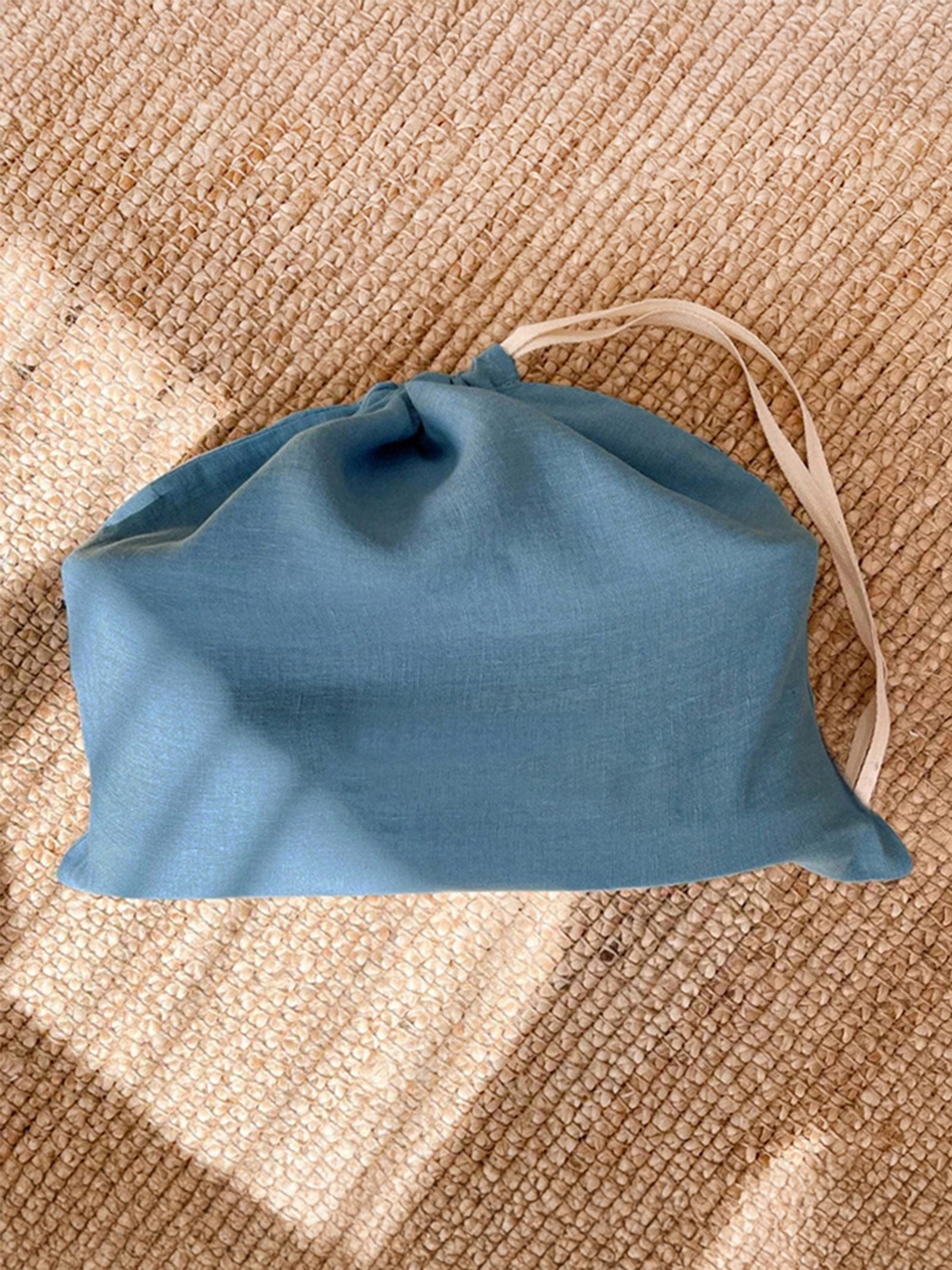 100% Linen Solid-Color Drawstring Storage Bag