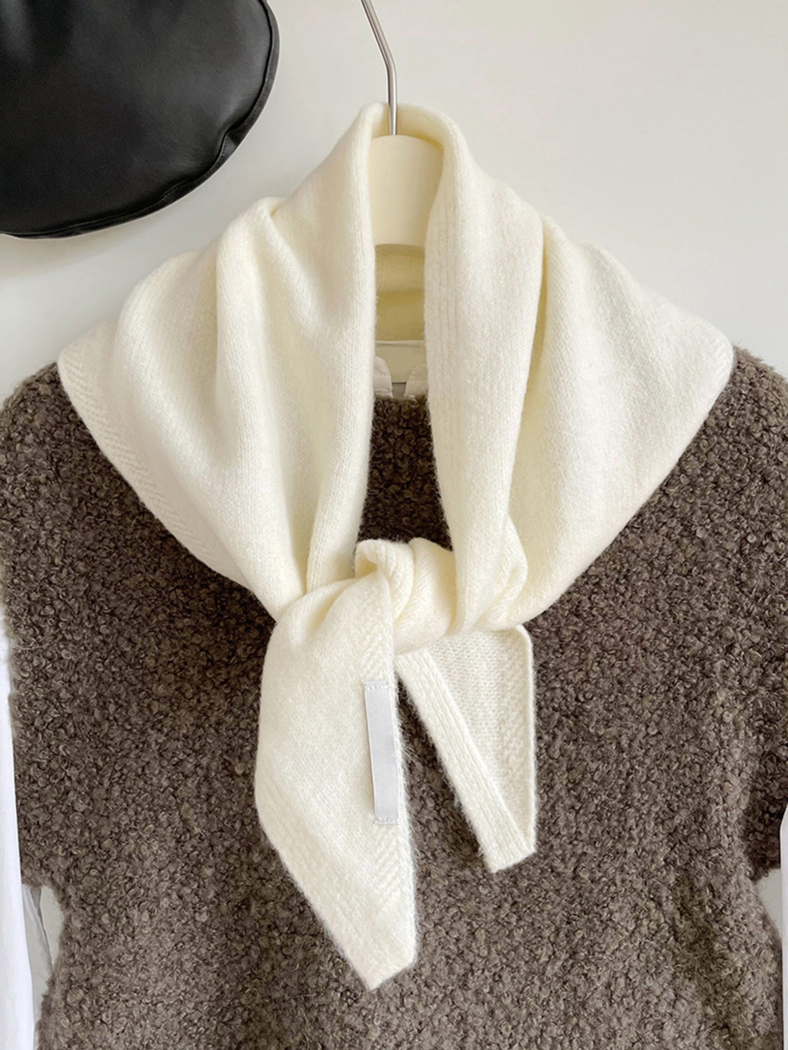 100% Merino Wool Knitted Triangle Scarf