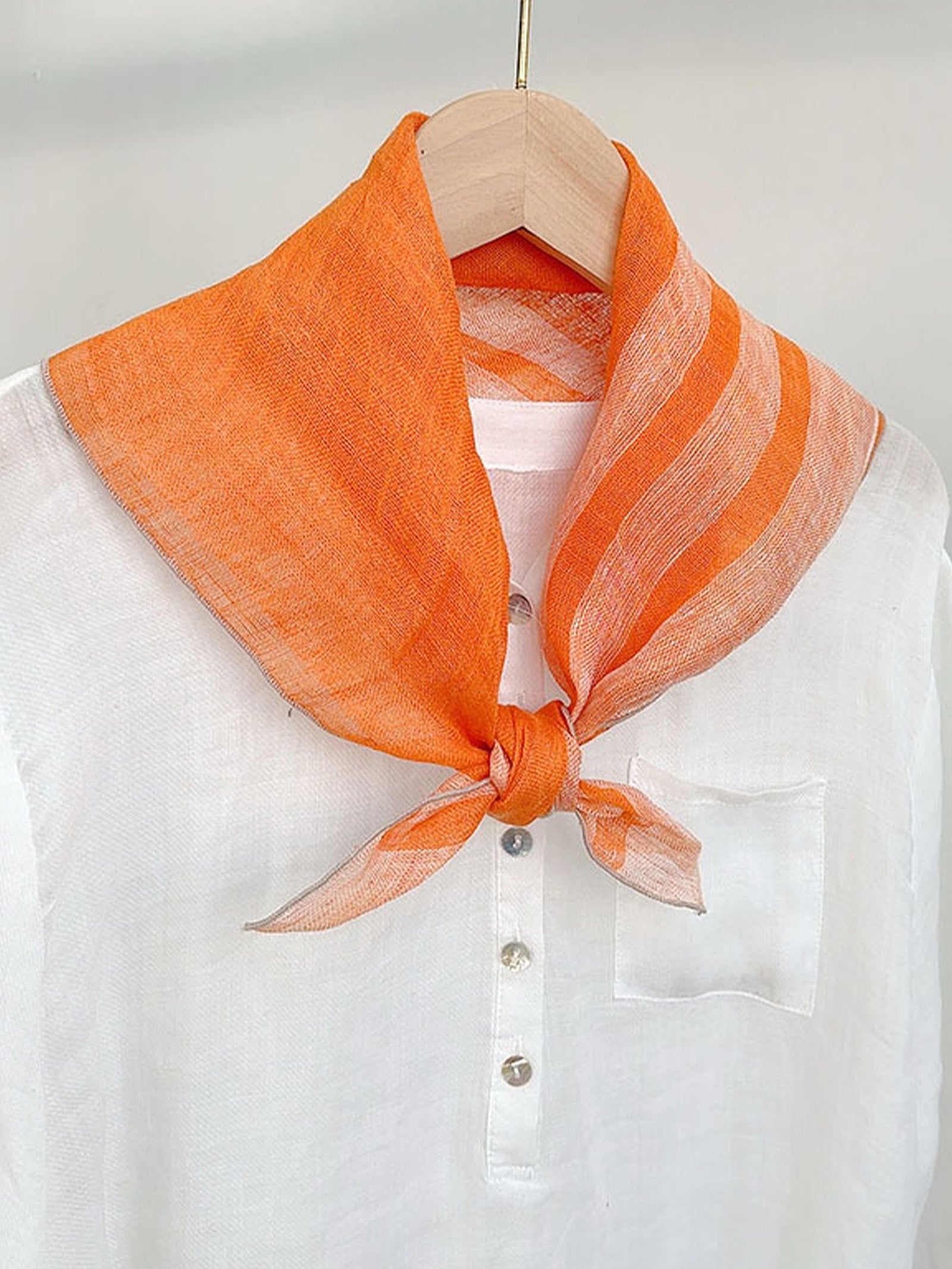 100% Linen Striped Woven Light Square Scarf