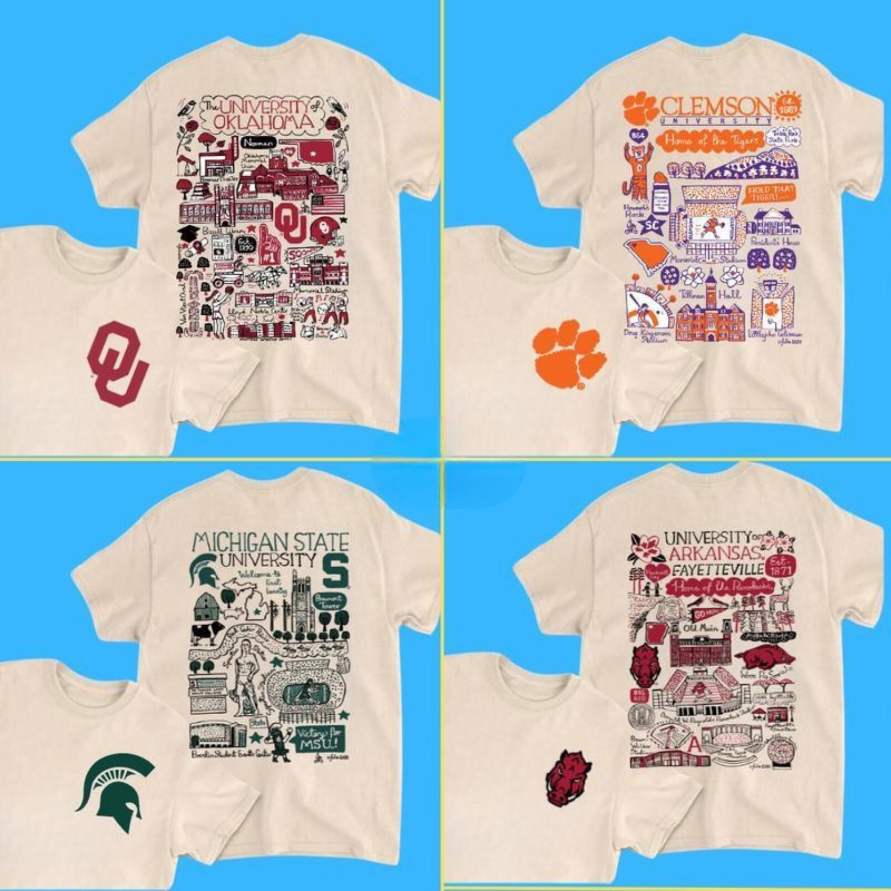 ALL TEAM NCAA Sand T-Shirt – Tropical Artwork Tee for Men & Women, Casual College Sports Fanwear