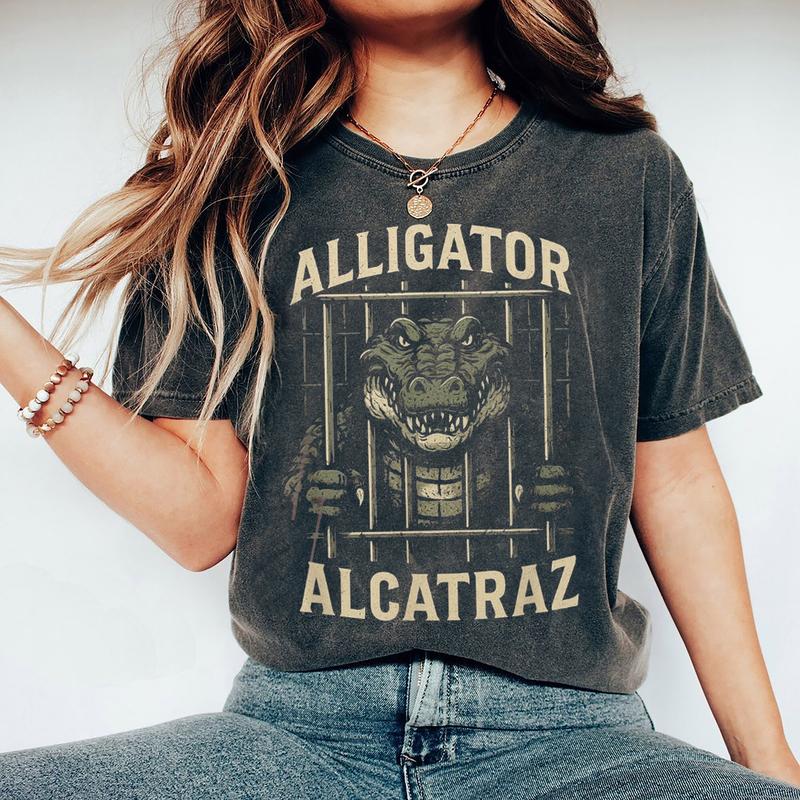 Alligator Alcatraz T-Shirt – Funny Graphic Tee for Animal Lovers, Unisex Heavy Cotton Shirt