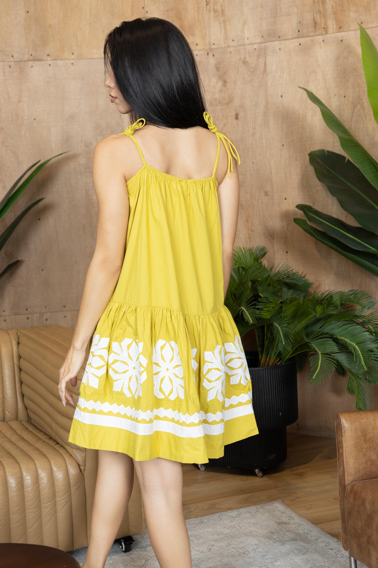 Marigold Muse Accent Dress In Olive Green