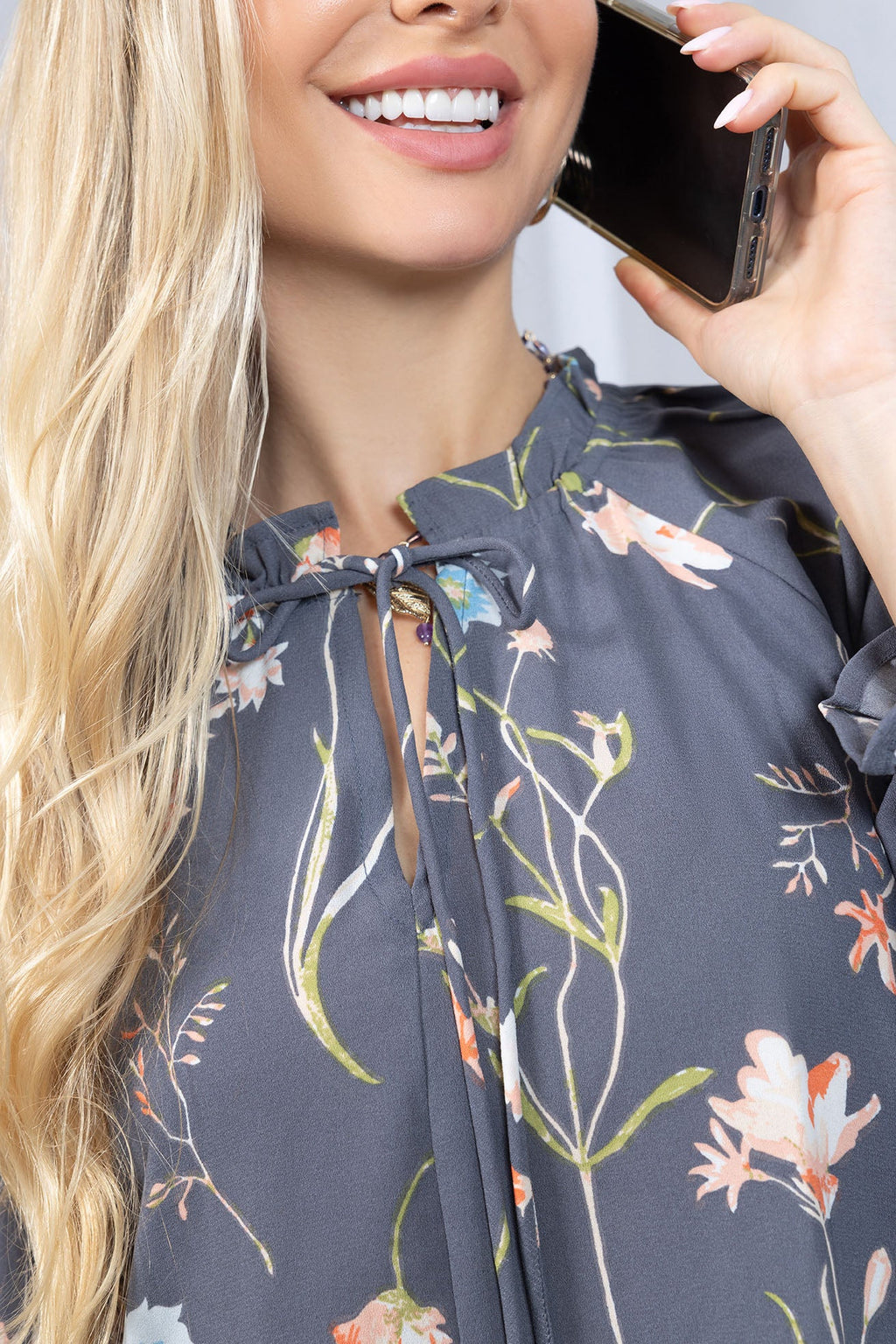 Wildflower Whisper Mini Dress in Dusk Grey