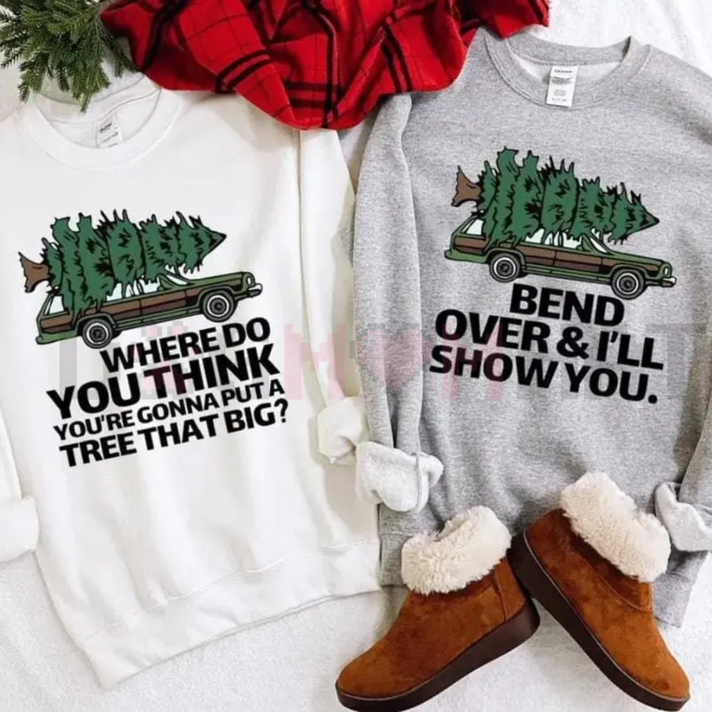 "Bend Over And I'll Show You" Christmas Couple Shirt & Sweatshirt