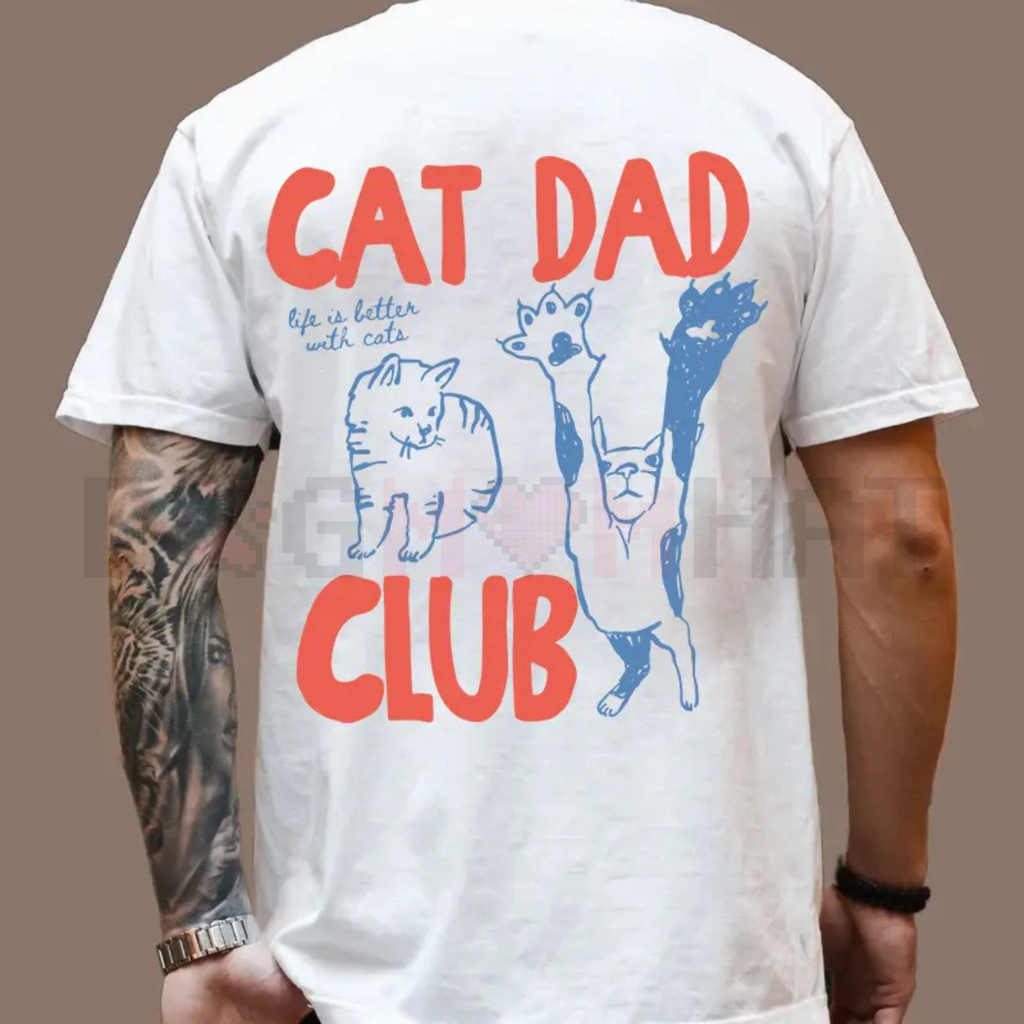 Cat Dad Club T-Shirt – Funny Back Design Tee
