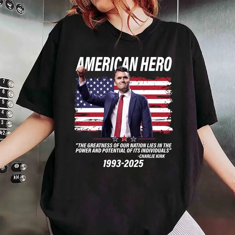 Charlie Kirk American Hero T-Shirt – Unisex Patriotic Apparel, Conservative Fan Tee