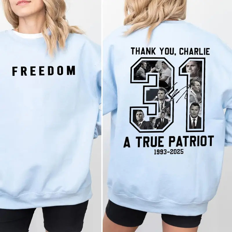 Charlie Kirk American Patriot Sweatshirt – Freedom Graphic Sweatshirt, Unisex Political Apparel