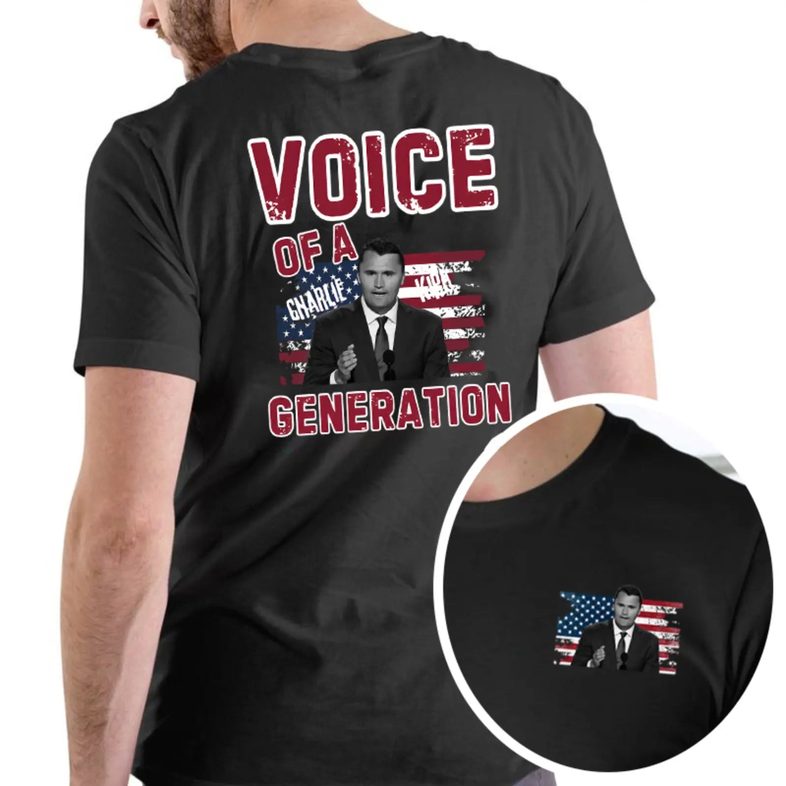 Charlie Kirk "Voice of a Generation" T-Shirt – Double-Sided Graphic Tee