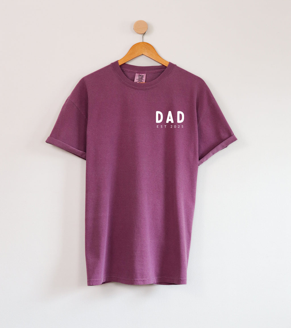 Dad Personalized est year Comfort Colors T Shirt (cali left chest)