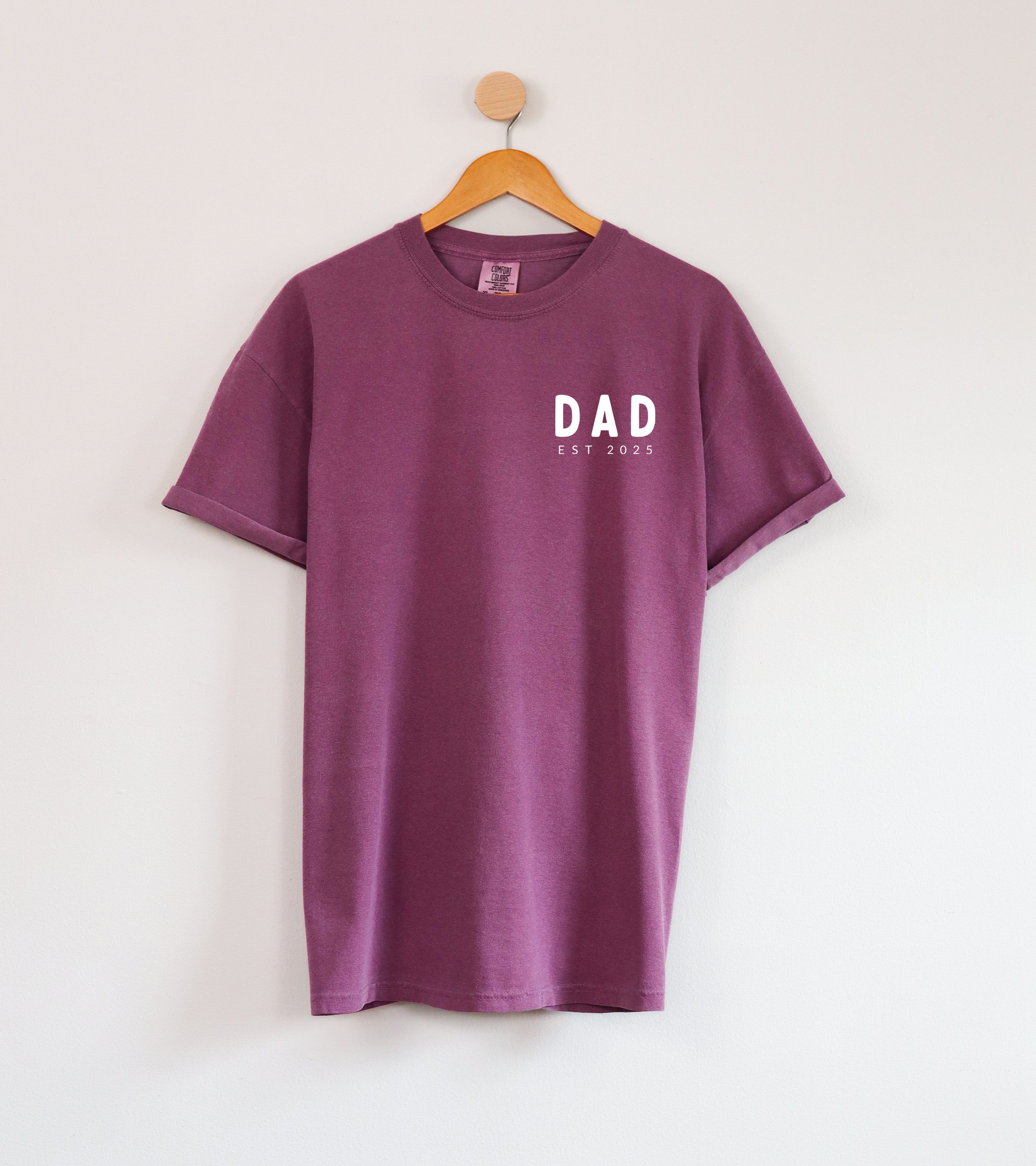 Dad Personalized est year Comfort Colors T Shirt (cali left chest)
