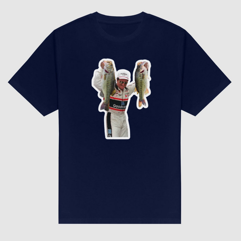 Dale Earnhardt "Bass Angler" Fishing Graphic Tee – Vintage NASCAR Legend Shirt