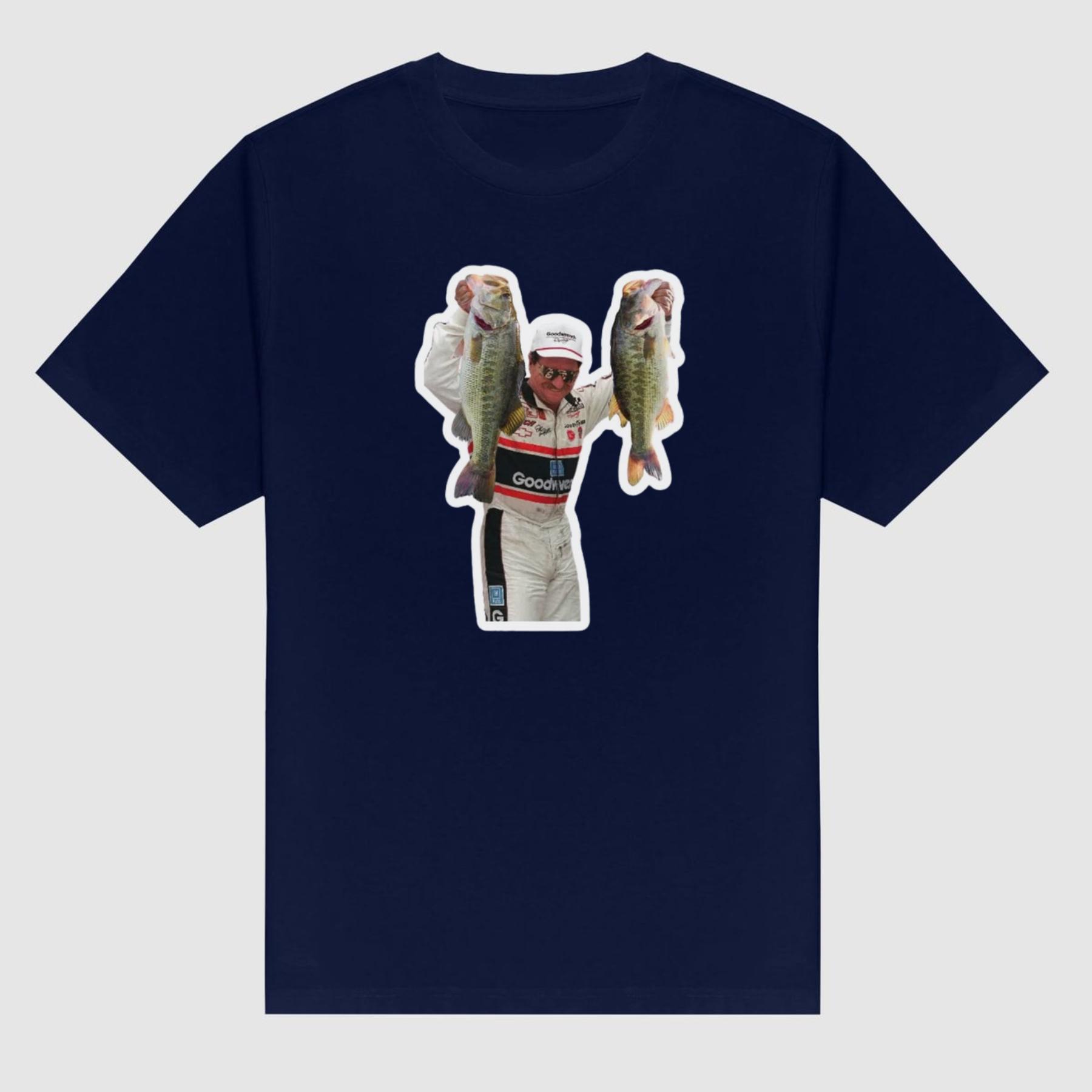 Dale Earnhardt "Bass Angler" Fishing Graphic Tee – Vintage NASCAR Legend Shirt