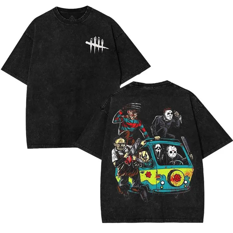 "Dead by Daylight" Washed Tee - Scary Cartoon Character