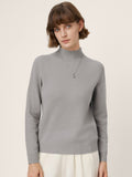 Premium Cashmere Blend Hand-Finished Seamless Mock Neck Ribbed Sweater RHEA