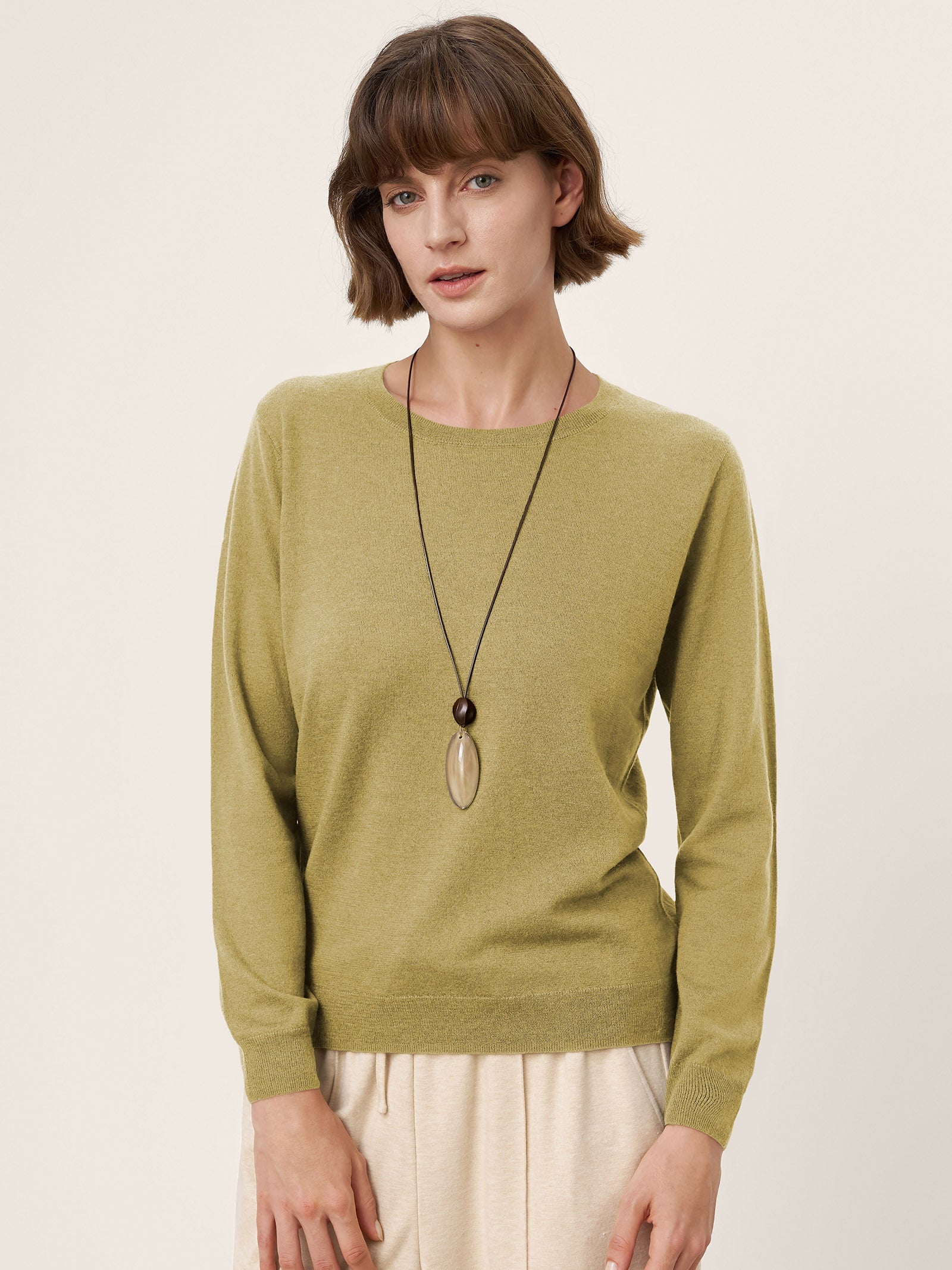 100% Extra-Fine Merino Wool Essential Crew Neck Knit Sweater BRIDGET