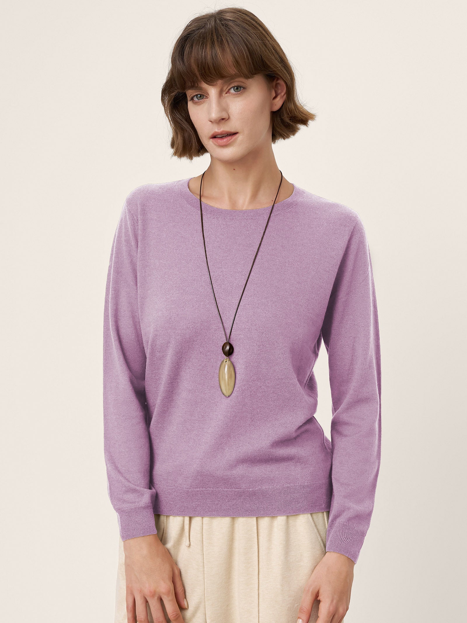 100% Extra-Fine Merino Wool Essential Crew Neck Knit Sweater BRIDGET
