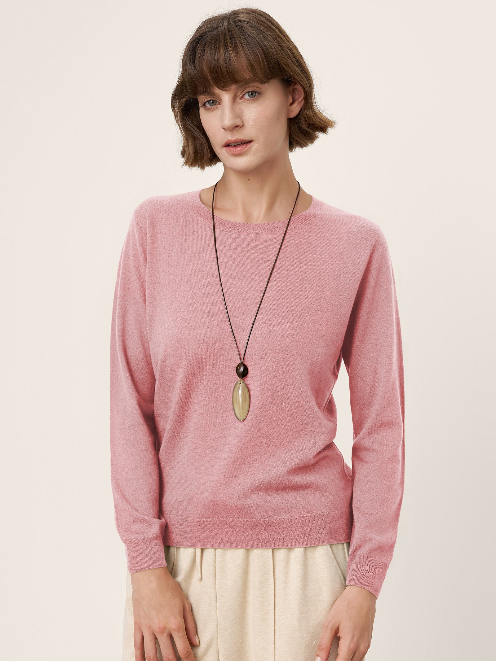 100% Extra-Fine Merino Wool Essential Crew Neck Knit Sweater BRIDGET