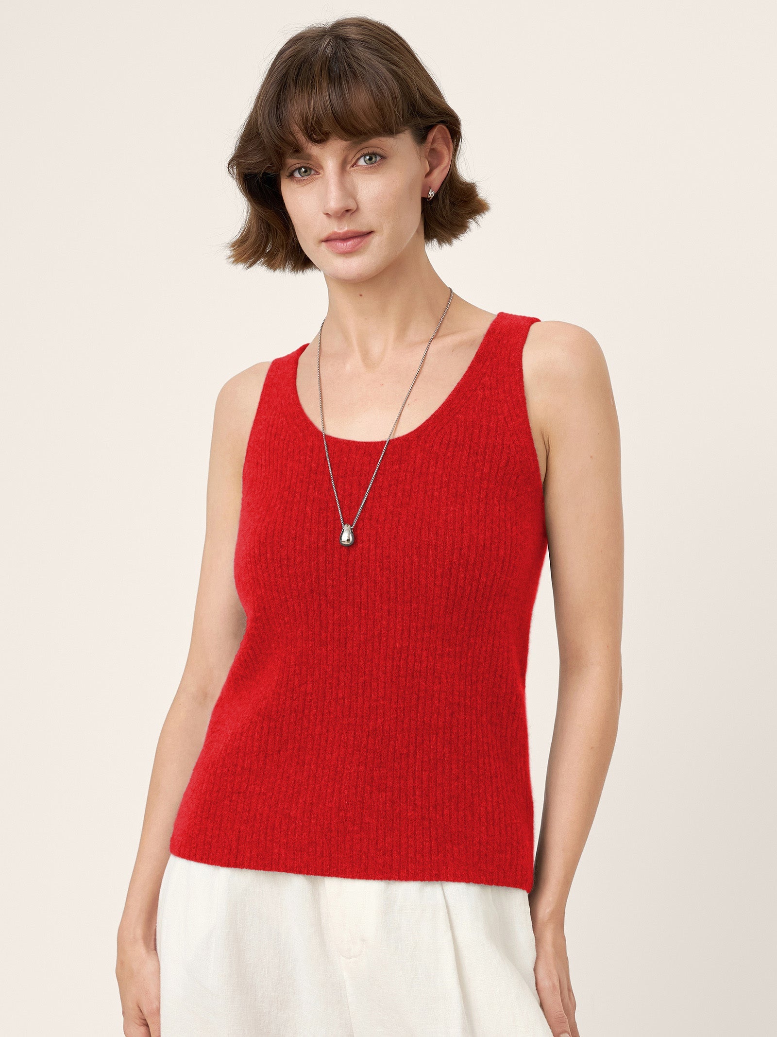 100% Mongolian Cashmere Versatile Crew Neck Tank Top VIVIANA