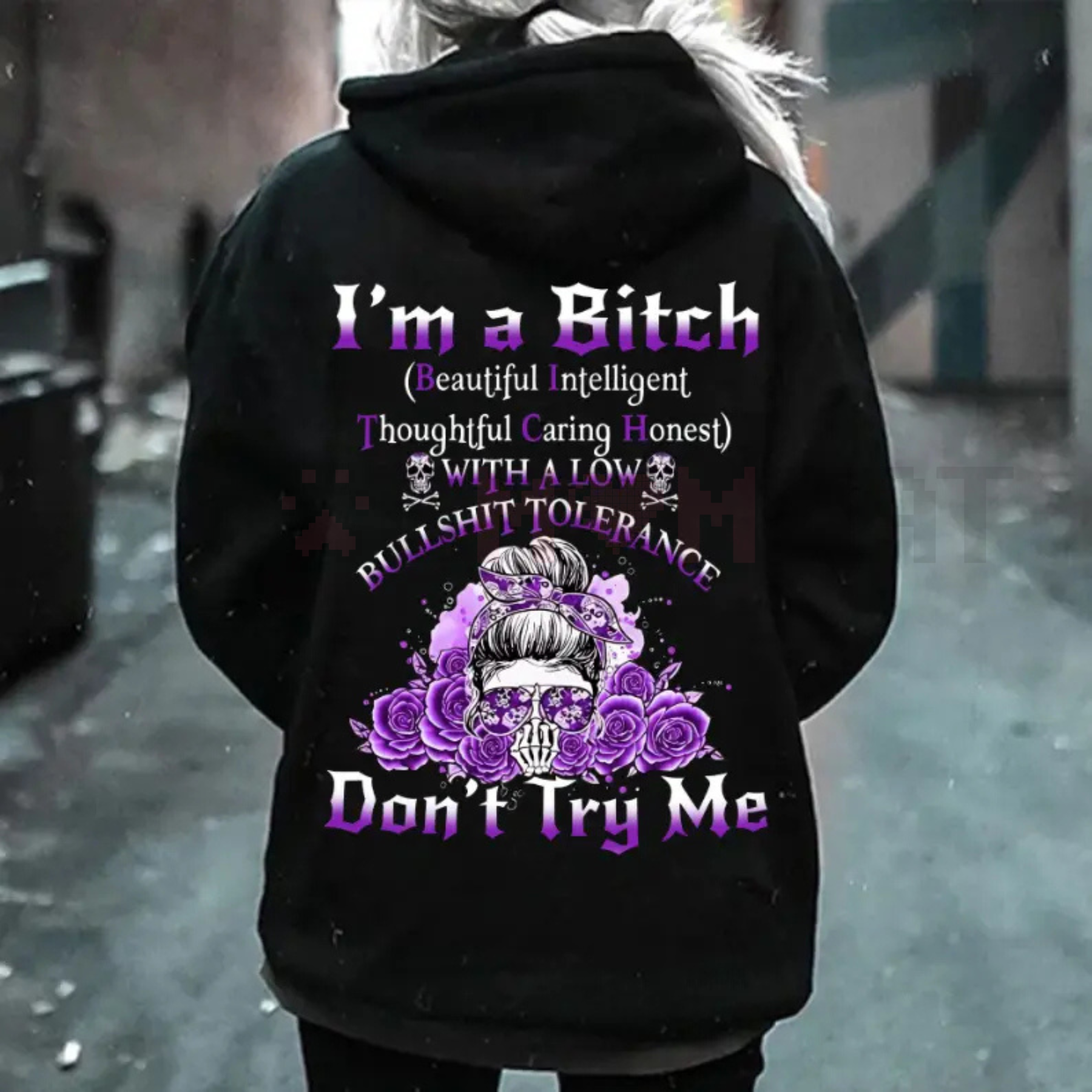 Edgy Gen X Flower Skull All Over Print Hoodie