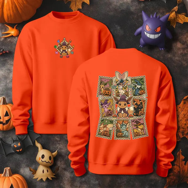Eevee Halloween Evolutions T-Shirt – Cute Spooky Umbreon, Espeon, Sylveon Graphic Tee for Fans