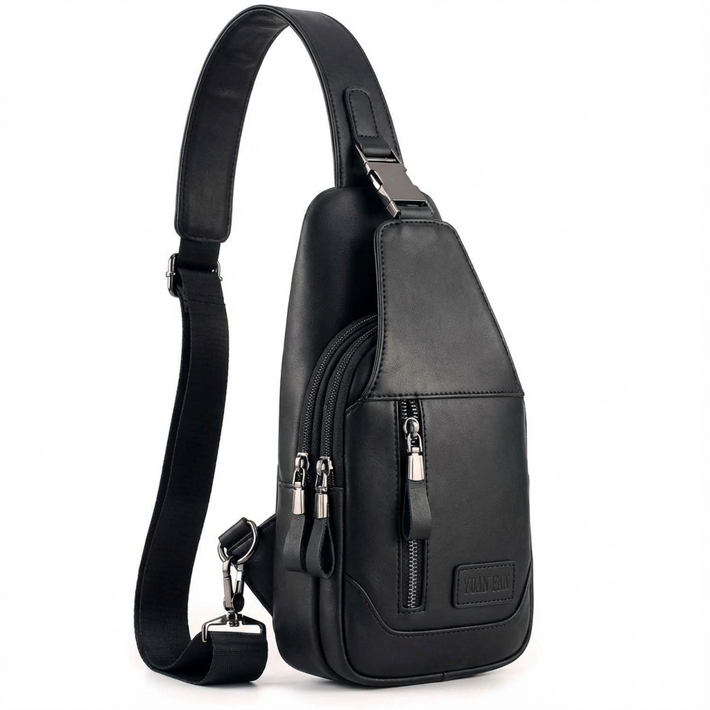 Men's Leather Sling Bag – Compact Travel Carry