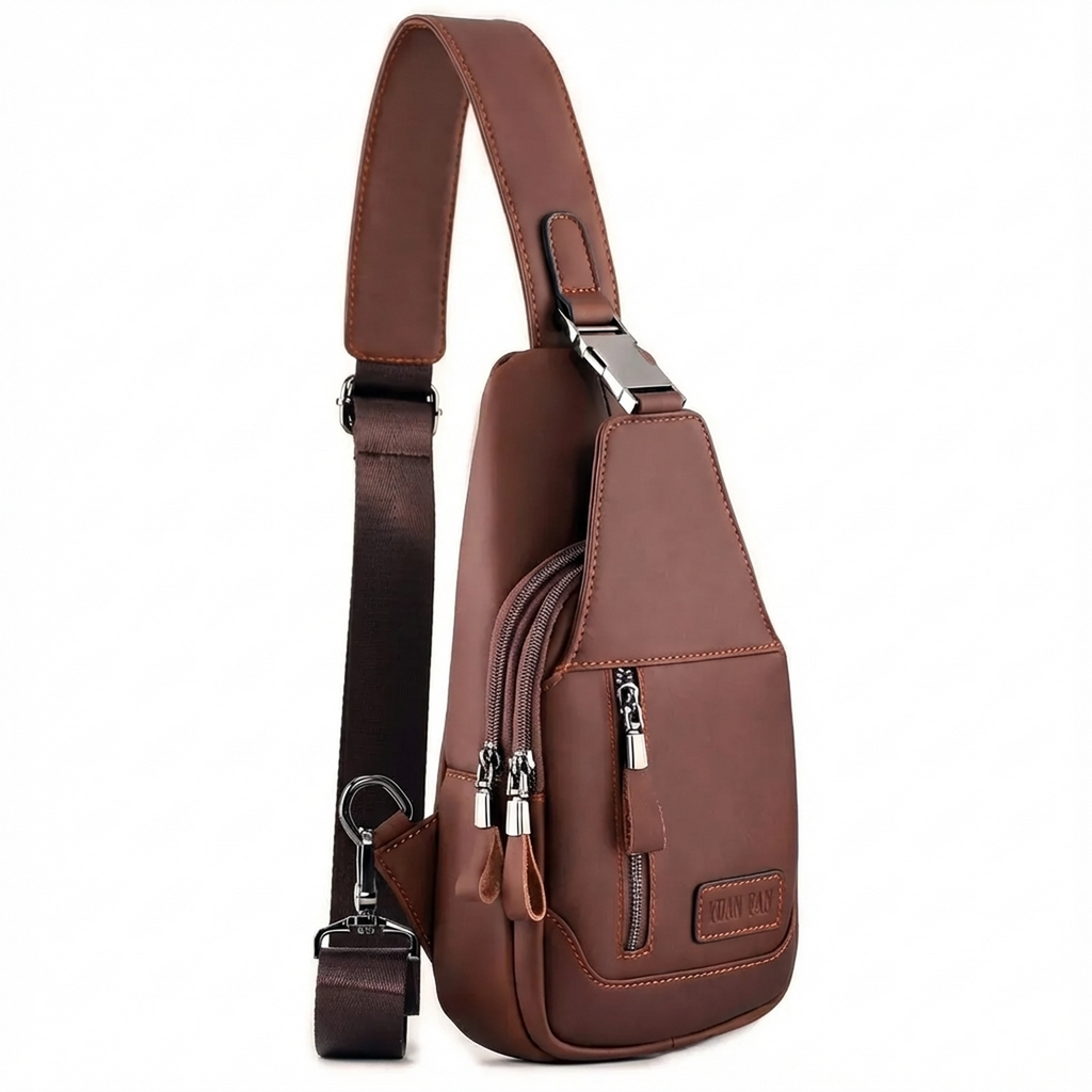 Men's Leather Sling Bag – Compact Travel Carry