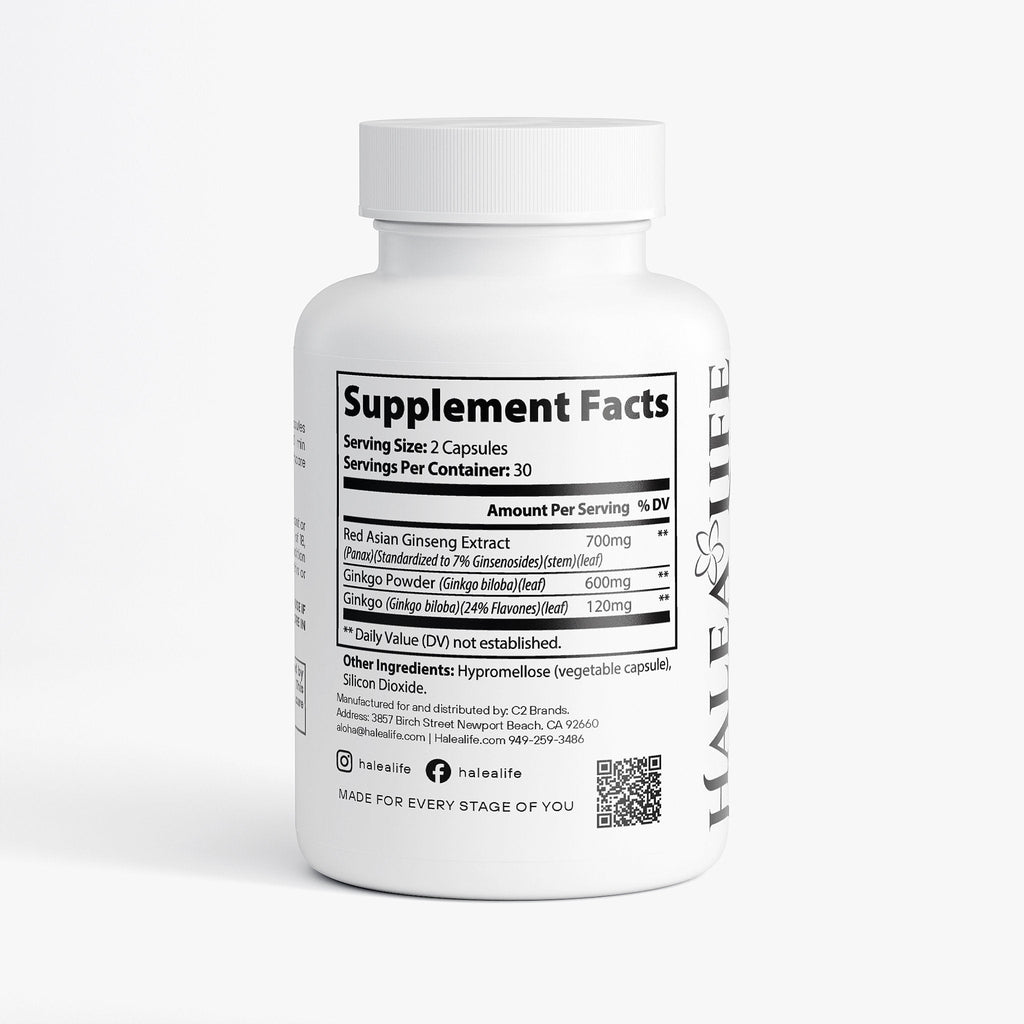 Ginseng & Ginkgo Biloba Capsules | Focus & Energy Support