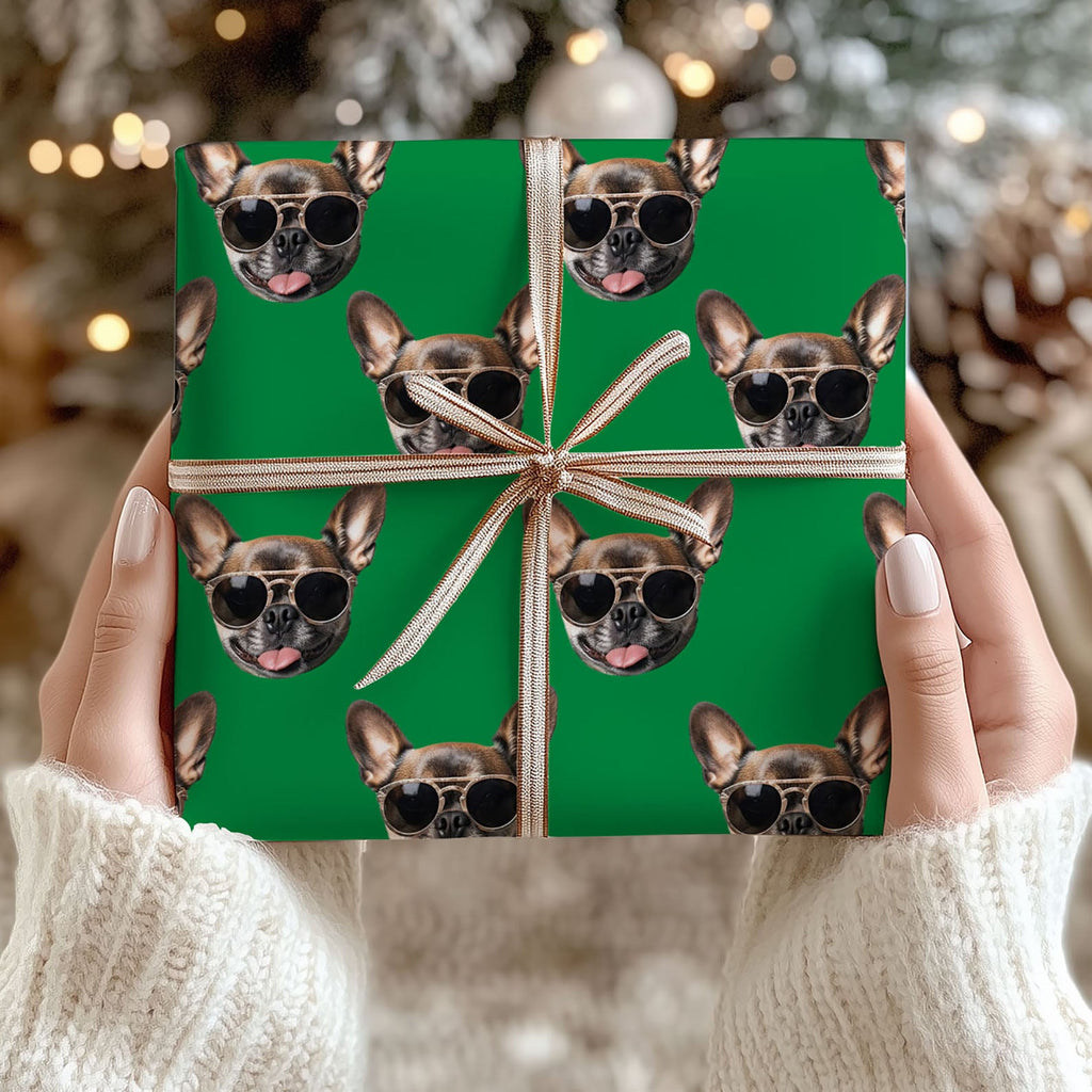 Personalised With ANY Face Wrapping Paper | Funny Heads Print, Unique Novelty Gift Wrap | Custom Christmas Gift for Dog Lovers 681843