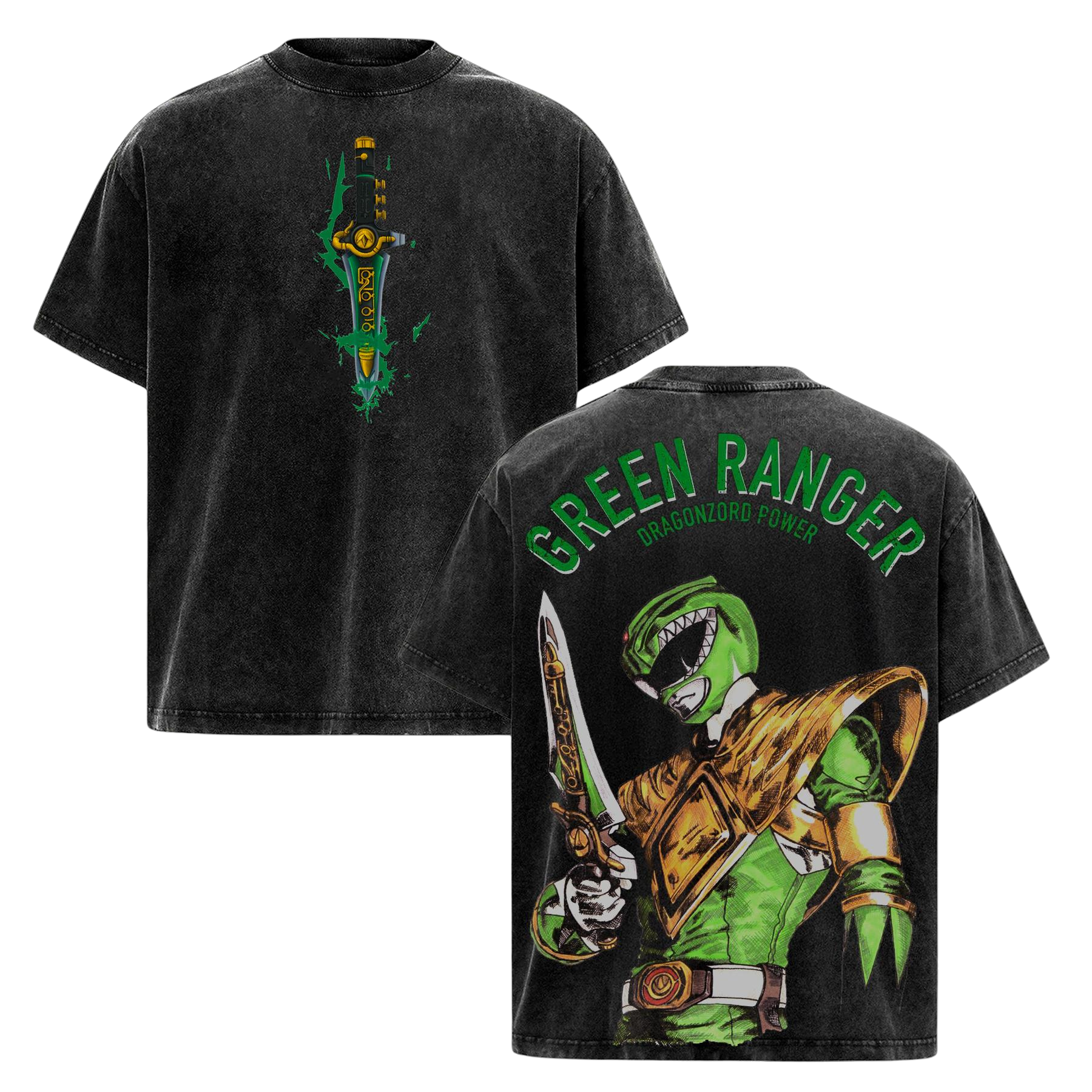 Green Ranger Power Rangers Oversized T-Shirt - Lightweight Acid Washed Tee