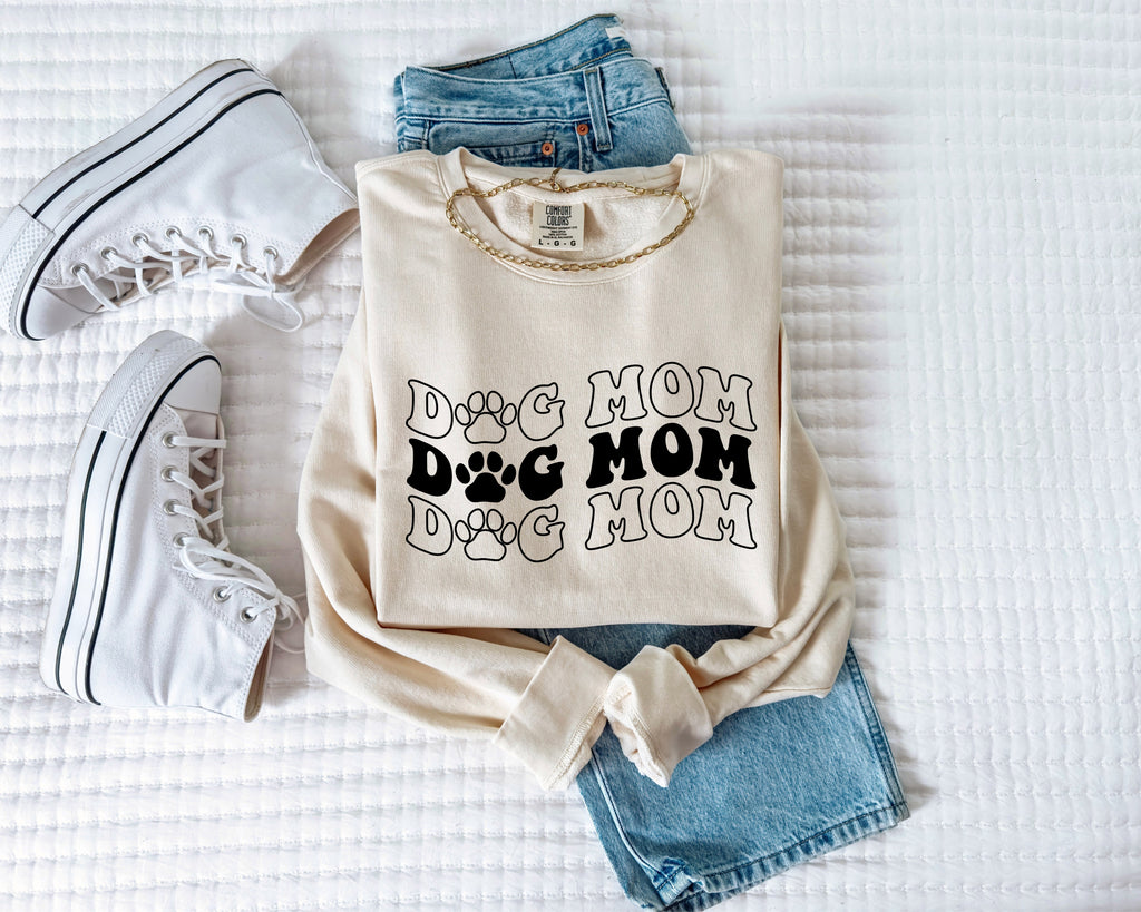 Groovy Dog Mom Garment Dyed Comfort Colors Sweatshirt