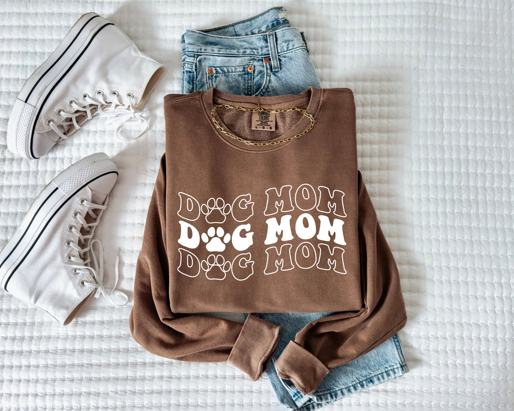 Groovy Dog Mom Garment Dyed Comfort Colors Sweatshirt