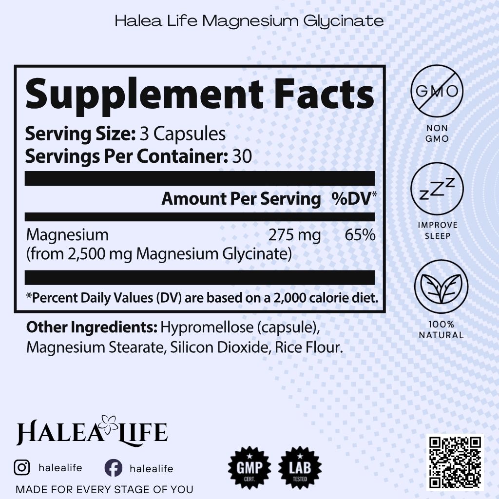 Magnesium Glycinate 2500mg | Sleep & Muscle Support Capsules