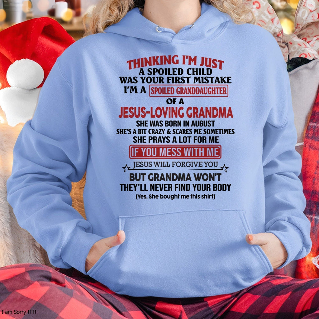 Christian Girl Shirt – Spoiled by Grandma August Edition – From Grandma to Granddaughter NGHL08 (SKU07-181-08)