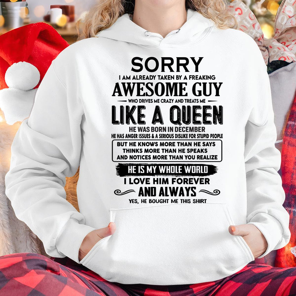 December - Sorry I am already taken by a freaking awesome guy - Gift for Wife From Husband - NGHL12 (SKU-SRG-12)