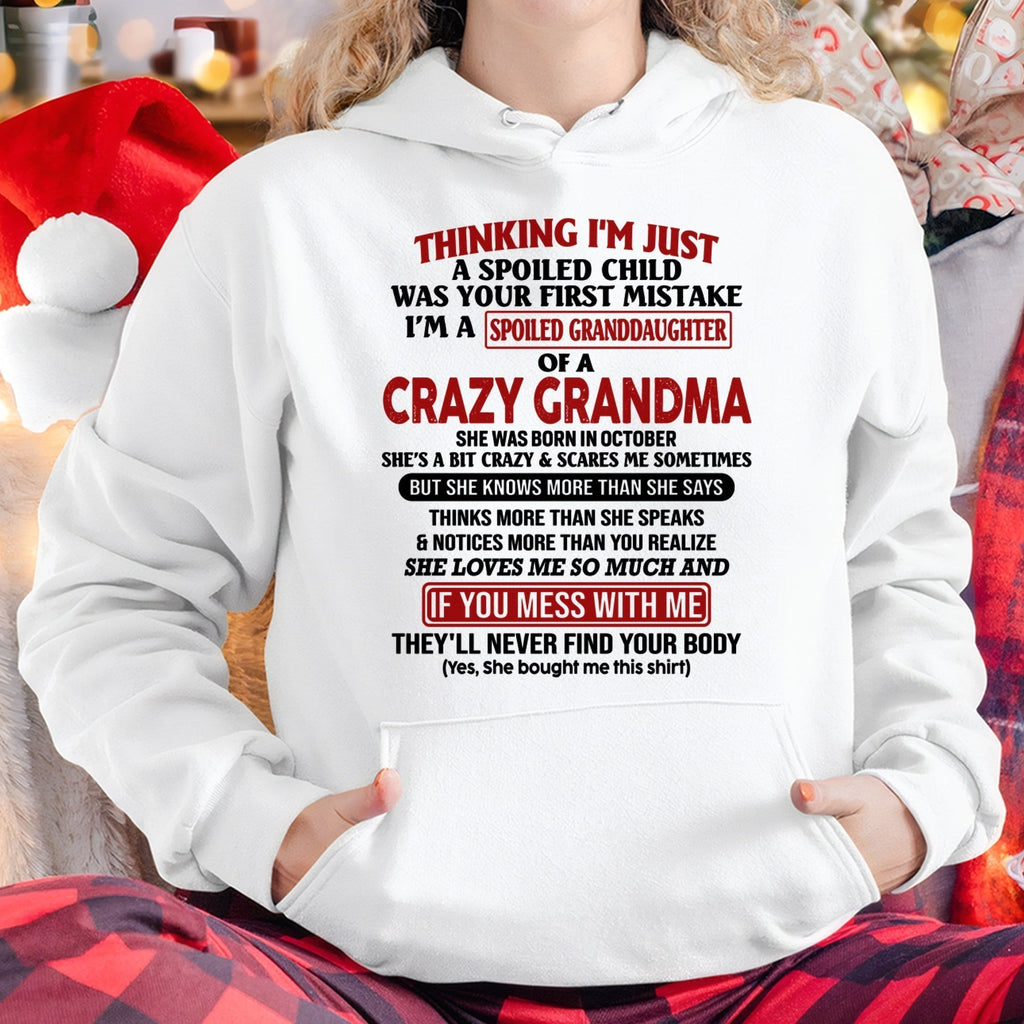 OCTOBER - I'M A SPOILED GRANDDAUGHTER OF A CRAZY GRANDMA - From Grandma - NGHL10 (SKU-GMD1-NTT10)