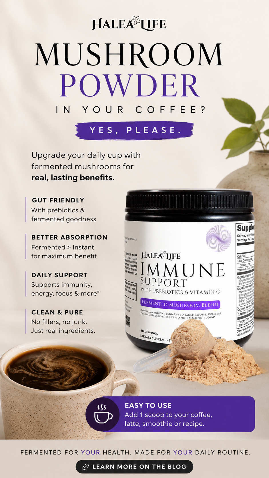 Immune Support Fermented Mushroom and Prebiotic Blend