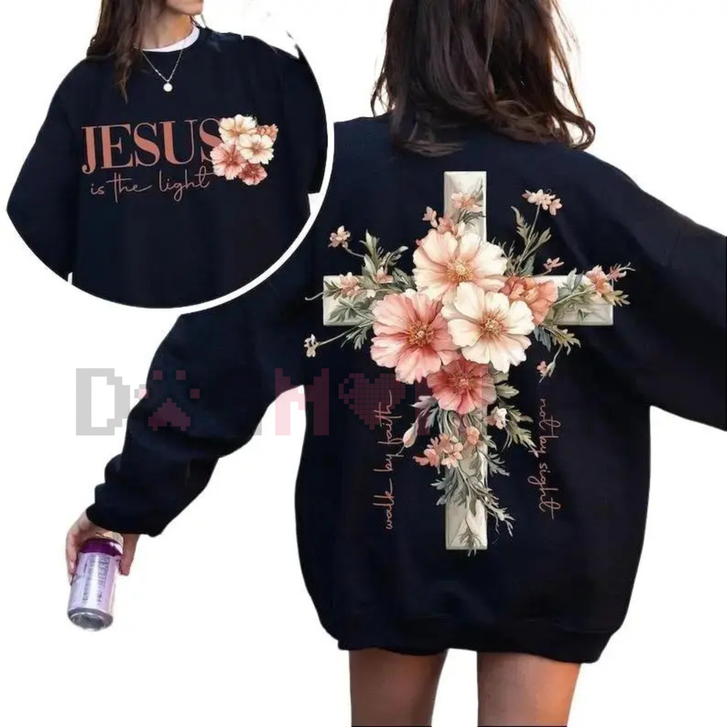 "Jesus is the Light" Christian Faith Crewneck Sweatshirt