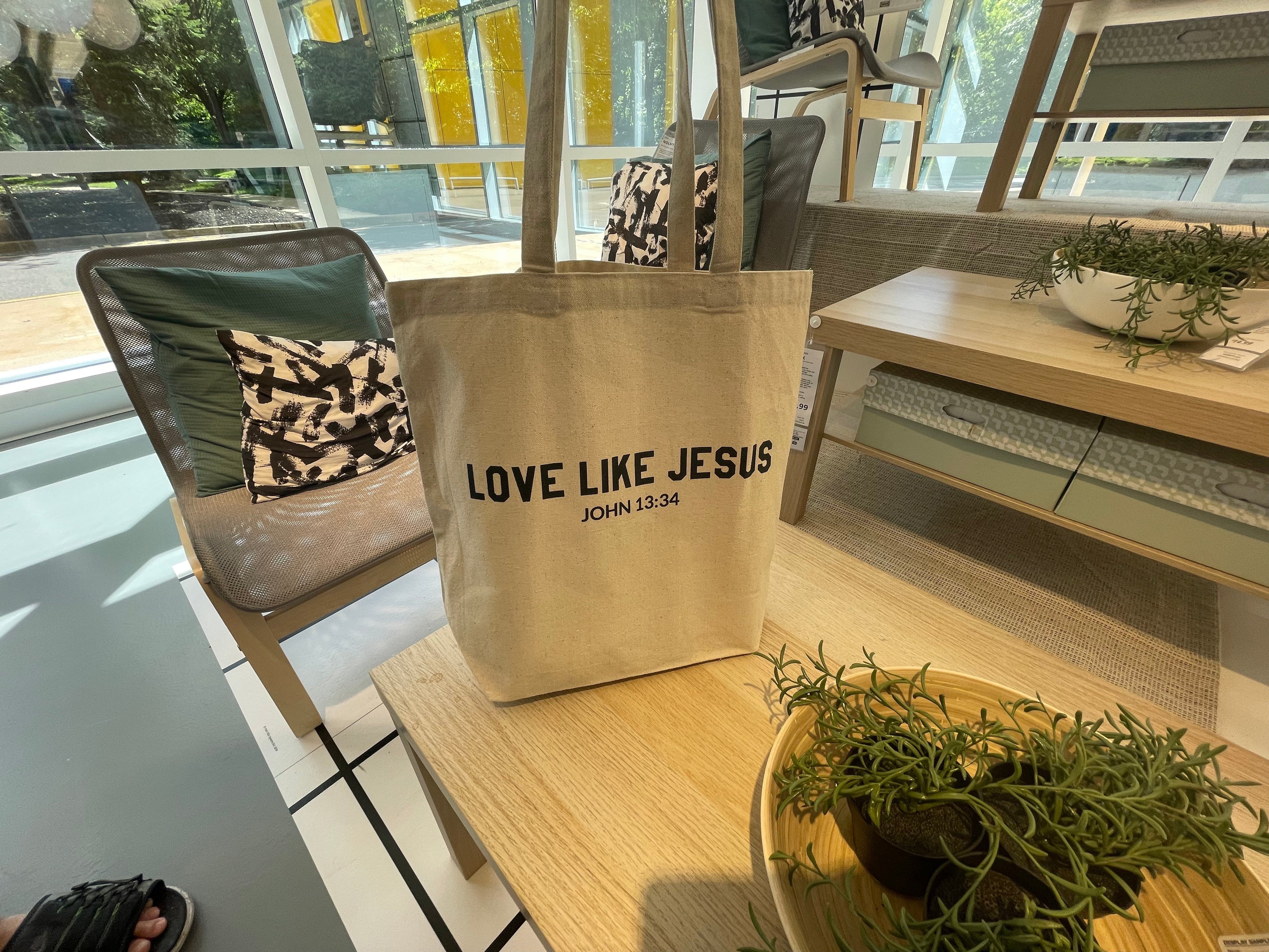 Love Like Jesus Christian Bible Canvas Tote Bag | Grocery Bag | Christian Canvas Tote Bag Gift