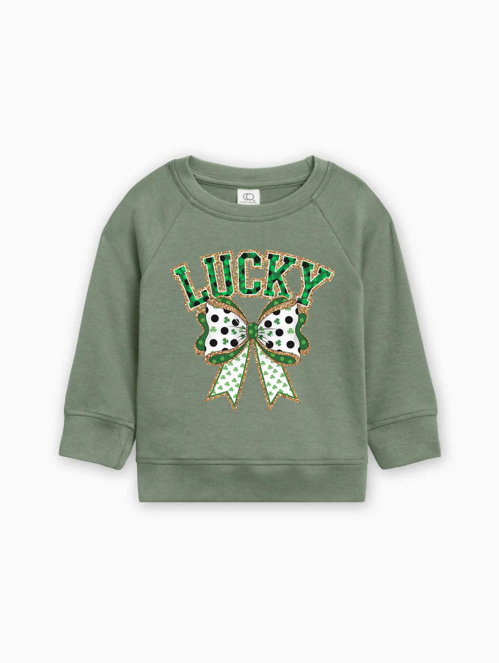 Lucky Shamrock Clover Ribbon St. Patricks Kids Organic Cotton Pullover (Color)