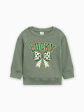 Lucky Shamrock Clover Ribbon St. Patricks Kids Organic Cotton Pullover (Color)