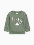Lucky Shamrock Clover St. Patricks Kids Organic Cotton Pullover (Cursive)